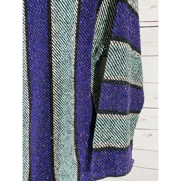 S Focus Chunky Mexican Southwest Poncho Hippie Festival Hoodie Drug Rug Size XL - Picture 8 of 10